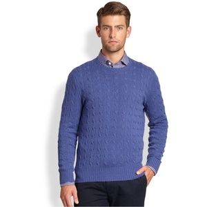 Polo Ralph Lauren Blue Cable Knit Cashmere Sweater